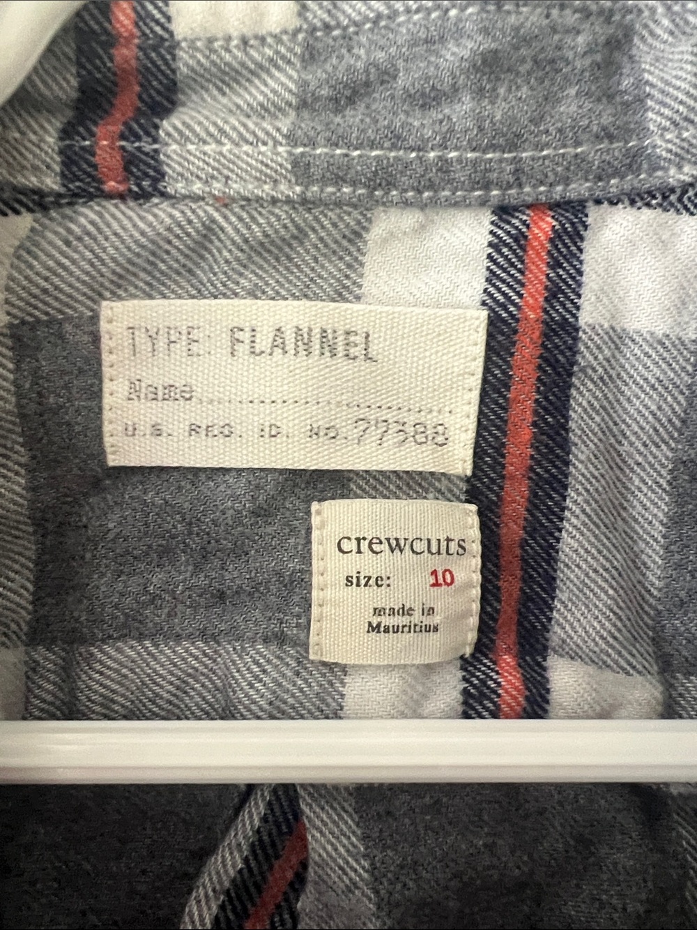 Crewcuts Blue Gray Plaid Button-Down Shirt with Red Accents - Picture 2 of 3